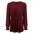 thumbnail image 4 of Besolor Hauts à Encolure Carrée pour Femmes, Blouse à Manches Longues Bouffantes de Printemps, Chic Décontracté, Tunique Ample Plissée à l'Avant, Chemise d'Automne pour 2024, Bourgogne, 4 of 7