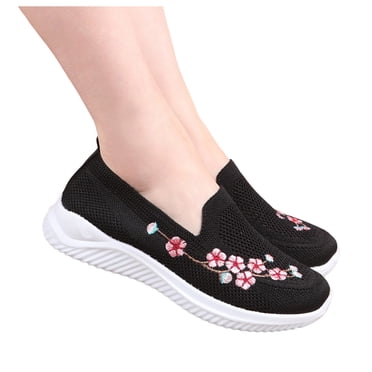 Bmisegm Chaussures à Enfiler pour Femmes, Espadrilles Antidérapantes de Travail, Chaussures de Marche, Chaussures Décontractées pour Femmes, Noir 39