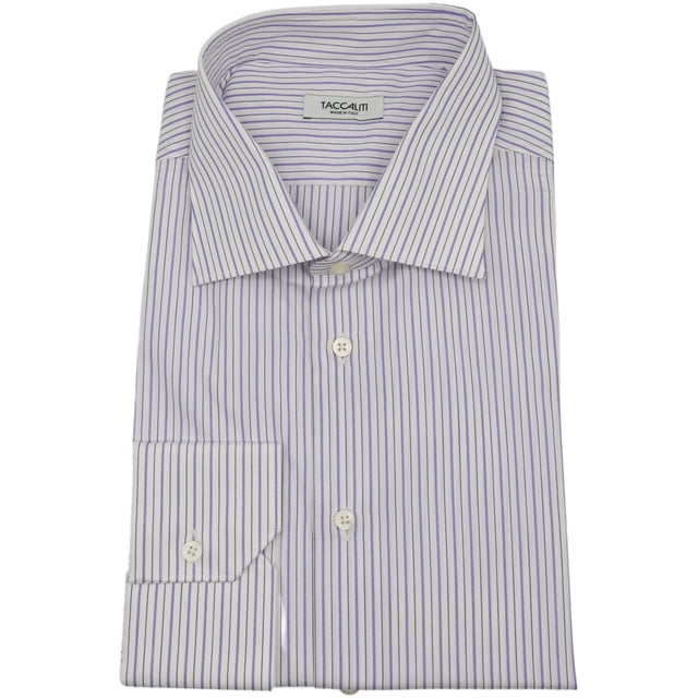 Taccaliti Chemise Habillée pour Homme Blanche à Rayures Violettes - 45-18