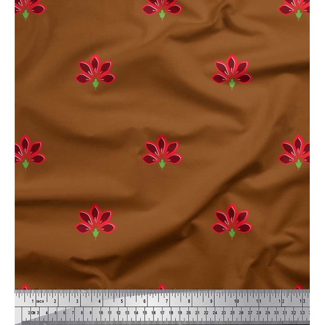 Soimoi polyester Crepe Fabric Artistic Floral Print Fabric by the Yard 42 Inch Wide