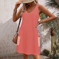 thumbnail image 5 of Timegard Robes pour Femmes Col en V Été Décontracté Robes T-Shirt Sortie de Plage Robe Débardeur avec Poches, 5 of 5