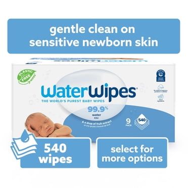 WaterWipes Sensitive Lingettes pour Nouveau-Nés & Bébés, 99.9 % d'Eau, Sans Parfum & Hypoallergénique