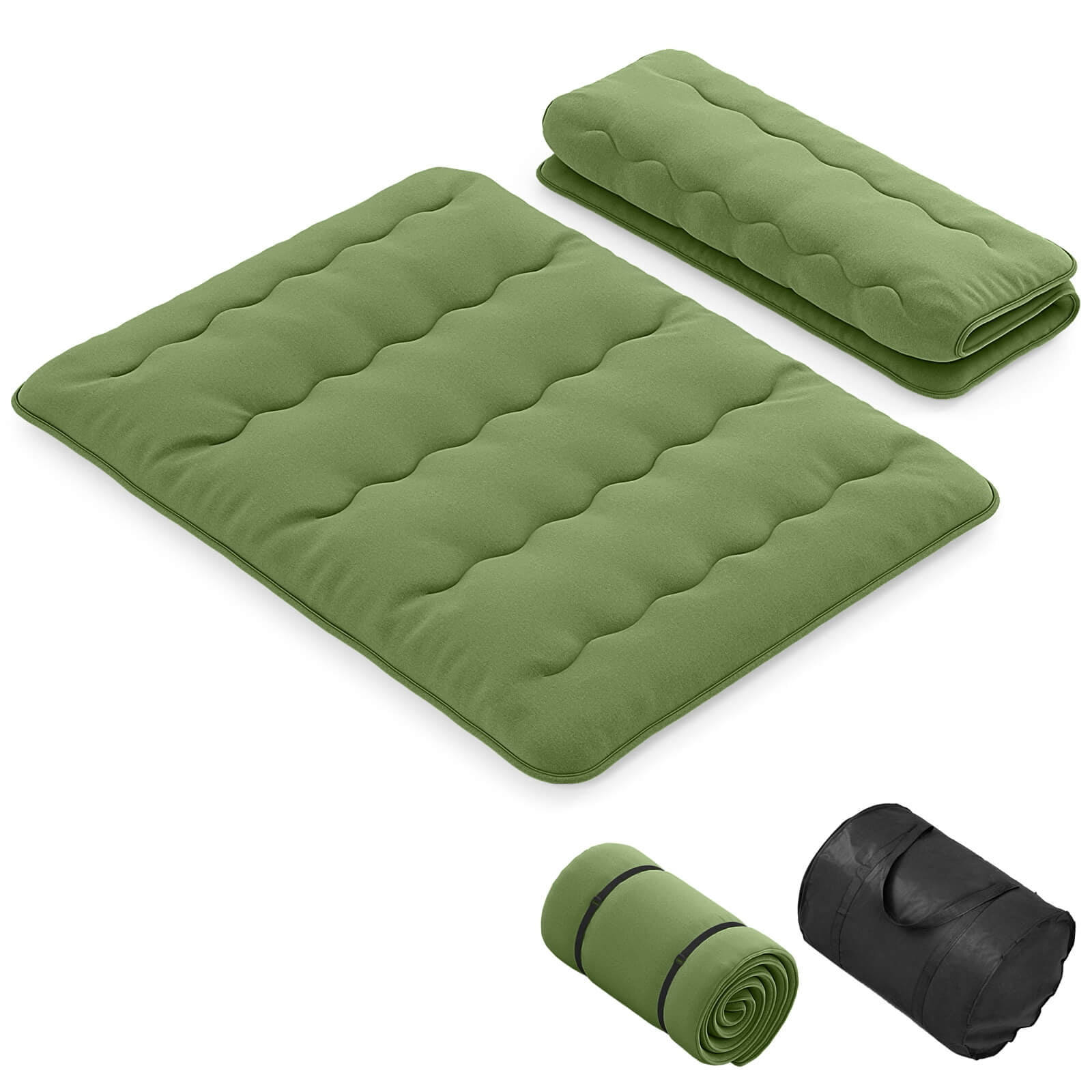 Costway Queen Futon Mattress Japanese Floor Pad Washable Cover Carry Bag Green