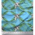 thumbnail image 1 of Pomme Bleu Poly Georgette Tissu Pin & Feuilles Tissu Imprimé par la Cour 42 Pouces de Large, 1 of 3