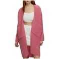 thumbnail image 2 of RXIRUCGD Womens Casual Oversized Loose Solid Color Long Sleeved Sweater Jacket Tops, Pink, Size: S, 2 of 6