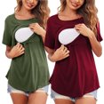 thumbnail image 1 of TIMIFIS T-Shirts de Maternité pour Femmes Été T-Shirts d'Allaitement Manches Courtes Hauts Décontractés Confortables Unis Col Rond Vêtements de Grossesse - Printemps/été, 1 of 8
