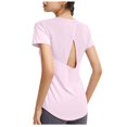 thumbnail image 1 of asjyhkr T-Shirts pour Femmes Yoga Col Rond Manches Courtes Hauts d'Été Actifs Entraînement Gym Athlétique Course Légers Doux T-Shirts, 1 of 4