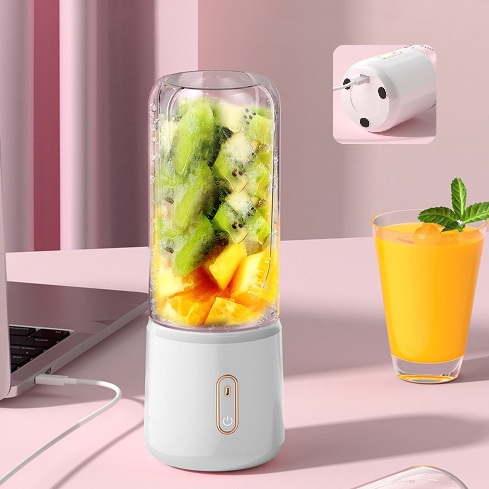 TIMIFIS Rechargeable Juicer Portable Blenders , Blenders for Shakes And, Fruit Juicer Usb Rechargeable with 6 Blades, Handheld Blenders for Sports Travel and Outdoors Apartment Essentials
