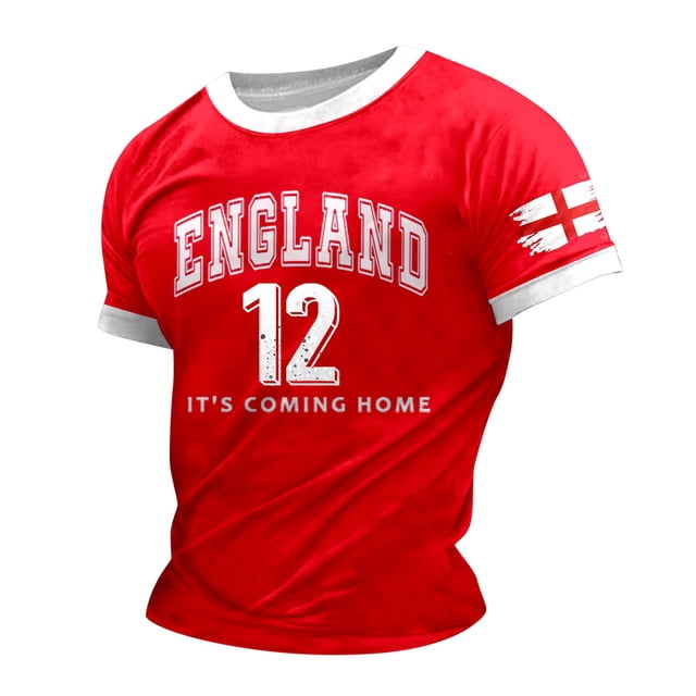 LUOGENLI T-shirts pour Homme pour Hommes T-Shirt Homme Imprimé Thème Angleterre T-Shirt Décontracté Col Rond T-Shirt Manches Courtes T-Shirt T-shirts pour Homme T-Shirt Graphique Vêtements d'Été Rouge TTG