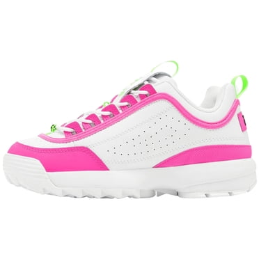 Fila Women's Disruptor II Sneaker (8, White/Knockout Pink/Green Gecko)