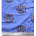 thumbnail image 1 of Soimoi Crepe Silk Fabric Leaves & Floral Block Decor Fabric Printed Yard 42 Inch Wide, 1 of 3
