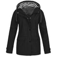 thumbnail image 1 of Fridja Womens Solid Rain Jacket Outdoor Plus Size Waterproof Hooded Raincoat Windproof, 1 of 3