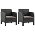 thumbnail image 1 of vidaXL Chaises de Jardin avec Coussins 2 Pièces en Rotin Anthracite, 1 of 5