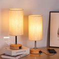 thumbnail image 1 of Bedside Lamps with USB Port - Touch Control Table Lamp for Bedroom Wood 3 Way Dimmable Nightstand Lamp Set of 2 with Rou, 1 of 7