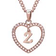 thumbnail image 2 of 26 Letters Z Heart Shape Pendant Necklace Rhinestone rose gold Rose Golden Clavicular Chain Jewelry Couple Gift, 2 of 6