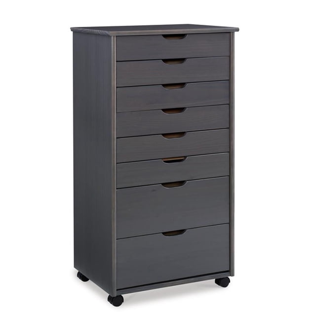 Riverbay Furniture Solid Wood Gray Storage Cart Rectangular Mobile 40.5" Unassembled