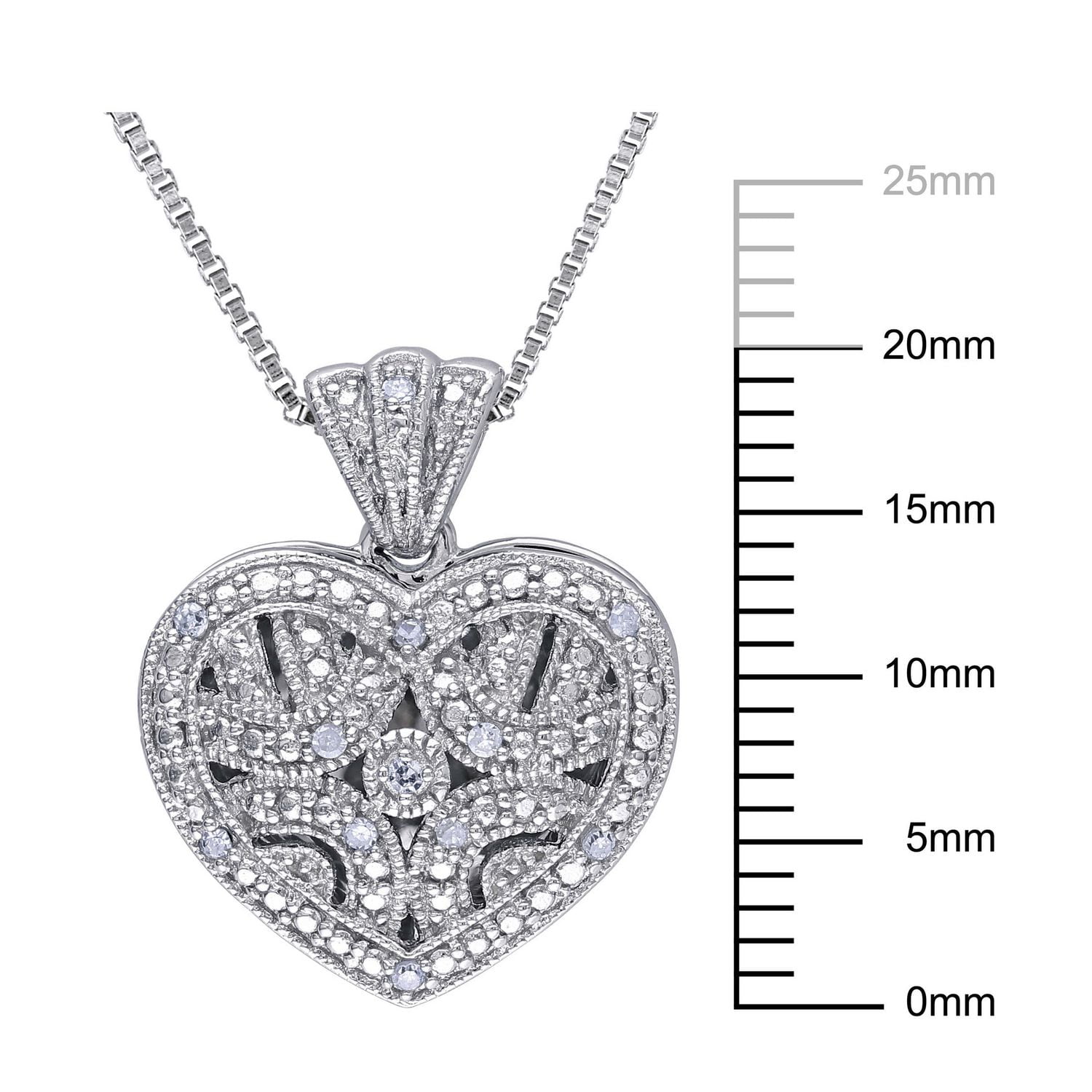 Médaillon de forme cœur Miabella avec accent de diamants en argent sterling, 18 po