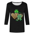 thumbnail image 4 of Meichang Chemises Chanceuses pour Femmes T-Shirts de la Saint-Patrick Trèfle à Quatre Feuilles Imprimé T-Shirts Manches 3/4 Col Rond Décontracté Hauts Irlandais Chanceux, 4 of 4