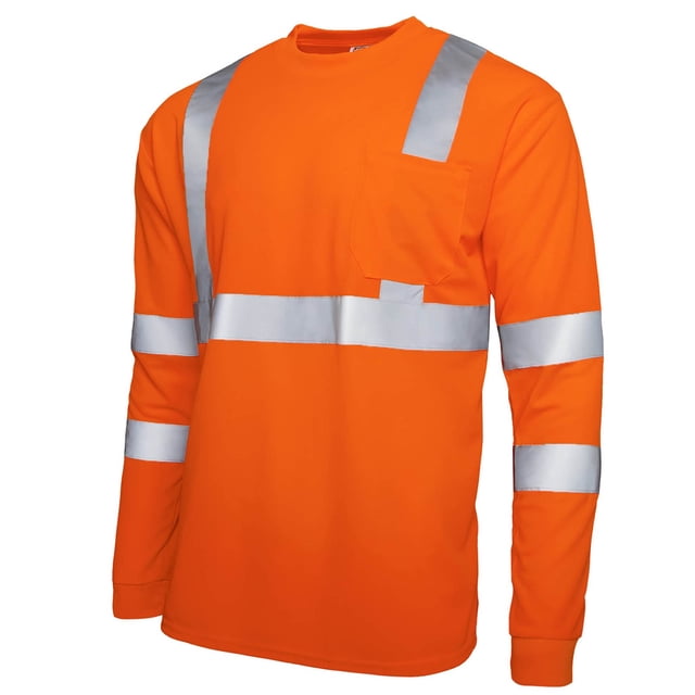 Long Sleeve Shirts, Men's Reflective Mesh Workwear Safety Top with Color Blocking, Men's Long Sleeve Shirts