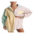 thumbnail image 3 of Ensemble d'Été Deux Pièces pour Femmes Chemise Rayée à Manches Longues et Shorts, 3 of 6