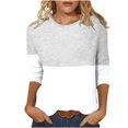 thumbnail image 1 of IROINID T-Shirts pour Femmes à Manches 3/4 Réduits Imprimés, T-shirt Ample, Blouse Mi-Longue, Col Rond, Hauts de Détente, Gris, 1 of 4