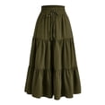 thumbnail image 1 of Besolor Maxi Skirts for Women 2025 Summer Elastic Waist Drawstring Ruffle Tiered a Line Flowy Beach Long Skirt, 1 of 4