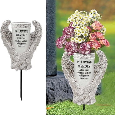 Dvkptbk The Statue Cimetière Vase Décoratif Arrangement Aile d'Ange Décoration de Jardin Statue de Jardin Cadeau Commémoratif Déco Maison
