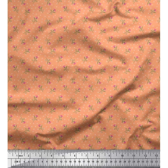 Soimoi Rayon Fabric Swirl,Triangle & Floral Artistic Printed Fabric 1 Yard 42 Inch Wide