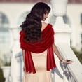 thumbnail image 1 of SKISUNO Châle d'Hiver pour Femmes Foulard 1 Ensemble Velours Rouge Foncé Chaleur Habillé, 1 of 7