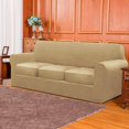 thumbnail image 2 of Housse de Canapé Extensible en Velours 4 Pcs 2024, Housse de Protection Séparée pour Coussins (Canapé Sable), 2 of 6