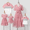 Pink, variant on PatPat Matching Family Raglan-Sleeve T-shirt and Flutter Shoulder Floral Dress Sets