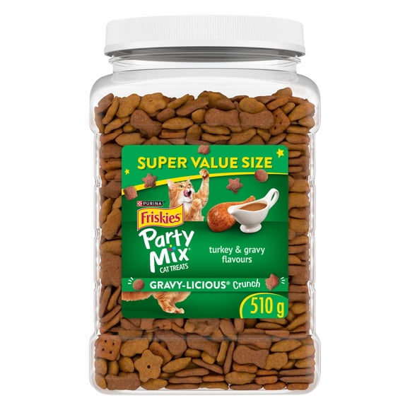 Purina Friskies Party Mix Croquant Gravy-licious Dinde et sauce, Gâteries pour chats, 510 g