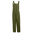 thumbnail image 4 of Moxiu Combinaison d'Été en Lin pour Femmes Chic Décontractée Ample Sans Manches Salopette Tablier Coton Lin Pantalon à Jambes Larges Combishort avec Poches Vert,XXXXXL, 4 of 8