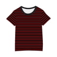 thumbnail image 4 of Penkiiy T-Shirts à Manches Courtes à Blocs de Couleur Rayés pour Filles, Col Rond Décontracté, Été, Mignons, Hauts Tee 4-13 Ans Rouge, 4 of 4