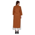 thumbnail image 4 of Bimba Kurta Droite Unie Ethnique Indienne pour Femmes à Col Mandarin avec Encolure Plissée en Coton, 4 of 7
