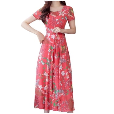 Pisexur Robe Maxi d'Été pour Femmes, Vacances à la Plage, Décontractée, Portefeuille, Col en U, Manches Courtes, Fluide, Robe Florale, Taille Haute, Longue Robe Maxi de Plage