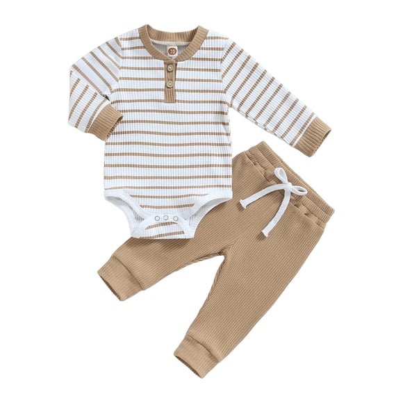 gdxvjhbj Newborn Coming Home Outfit Newborn Baby Boy Outfit Knitted Long Sleeve Romper and Pants Set Infant Fall Winter Clothes 0 3 6 9 12 18 24 Months 2T 3T (White,12-18 Months)