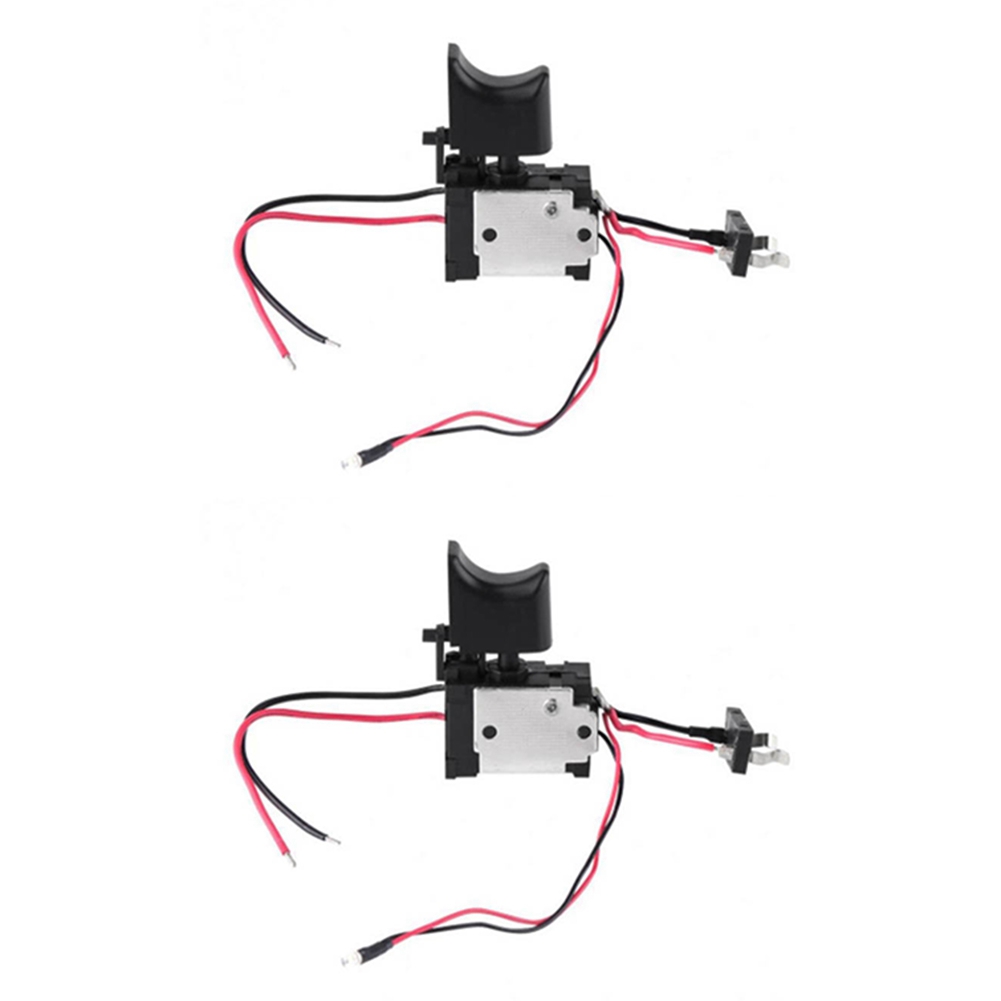 2X DC7.2-24V Electric Drill Switch Cordless Drill Speed Control Button Trigger Light Power Tool Parts for,2 x Switch,black