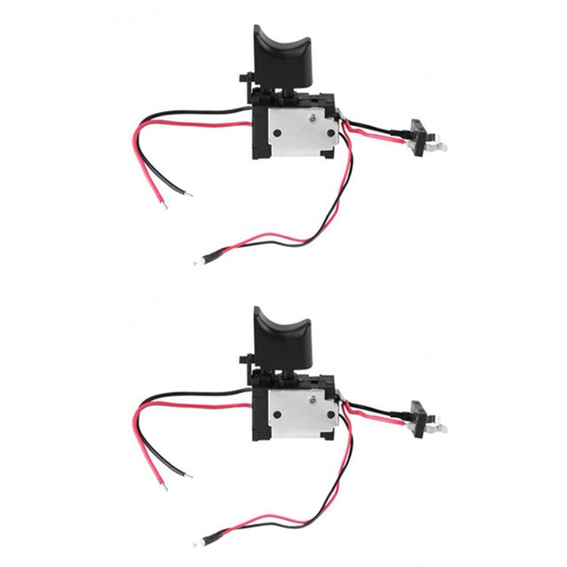 2X DC7.2-24V Electric Drill Switch Cordless Drill Speed Control Button Trigger Light Power Tool Parts for,2 x Switch,black