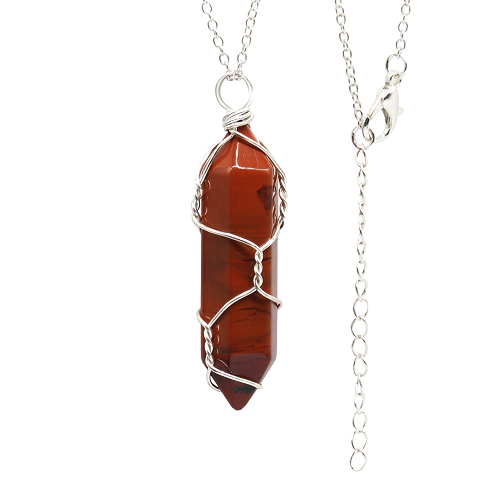 Iumwxz Pendentif en Cristal de Chakra à Pointe Hexagonale Pierre de Quartz Naturelle pour Collier