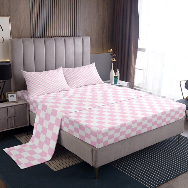 Erosebridal Plaid Buffalo Sheet Set Queen, Checkered Bedding Sets Queen Size, Rectangle Room Decor 4-Piece