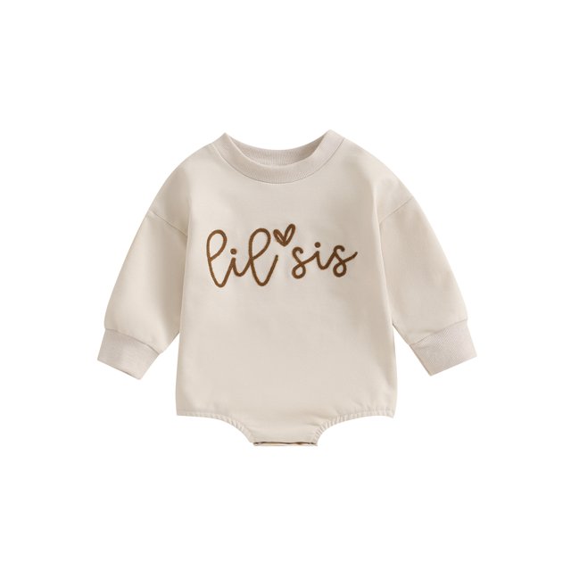 Faithtur Sister Matching Romper Outfits Letter Print Long Sleeve Round Neck Sweatshirt Toddler Fall Clothes