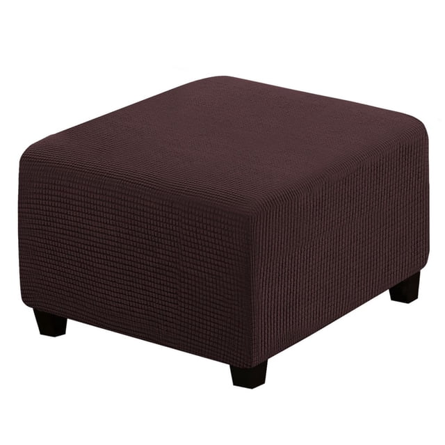 SUTENGDA Square Ottoman Cover Soft Stretch Jacquard Ottoman Slipcovers Waterproof Non Slip Footstool Protect With Elastic Bottom Machine Washable-Primary color