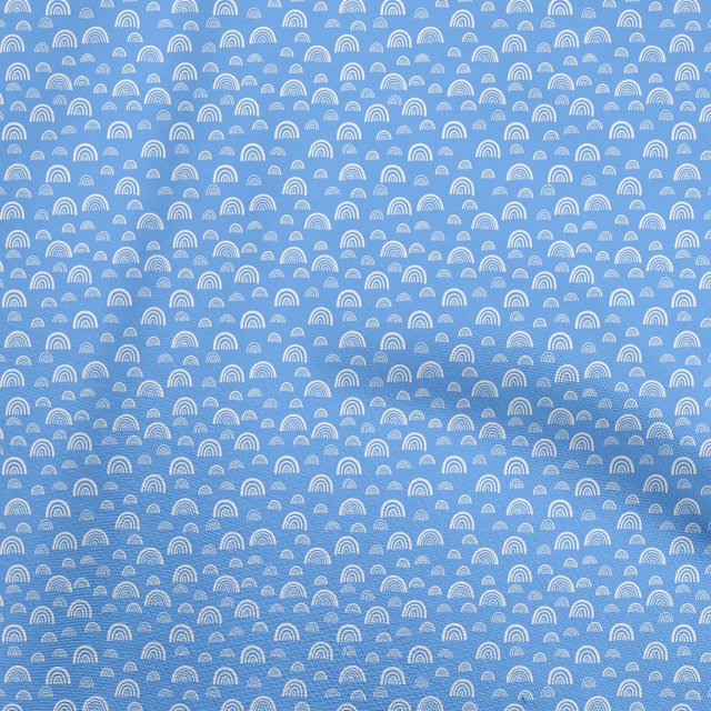 oneOone Cotton Poplin Medium Blue Fabric Rainbow Sewing Material Print Fabric By The Yard 56 Inch Wide