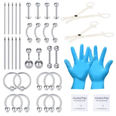 36PCS Piercing Kit for all Body Piercing Stainless Steel Belly Button Piercing Kit with 14G 16G Piercing Needles for all piercings