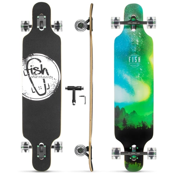 Long Board Skateboard for Adults Teenagers Kids Ages 6-12 Adults Men Women Complete Skateboard Cruiser for Cruising Carving Free-Style and Downhill 41 Includes High-S