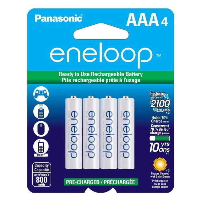 Panasonic eneloop AAA Ni-MH Pre-Charged Rechargeable Batteries - 4 Pack