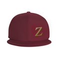 thumbnail image 3 of ZICANCN Alphabet Z Pattern Baseball Caps, Trucker Hats for Men And Women, Adjustable Breathable Flat Caps, Dark Red, 3 of 6