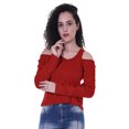 thumbnail image 2 of Moomaya Womens Cold Shoulder Short Top Solid Full Sleeves Summer Tee Tops, 2 of 6