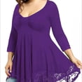 thumbnail image 2 of Robe Courte en Dentelle à Empiècements pour Femme Grande Taille Robe Grande Taille Blouse Aguichant à Manches Longues Haut de Travail Décontracté, 2 of 7